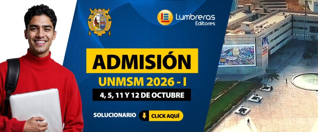 Banner para la página web del solucionario del examen de admisión de la Universidad Nacional Mayor de San Marcos